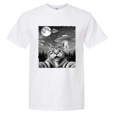 Funny Scared Cat Selfie With Ufos Gift Idea Garment-Dyed Heavyweight T-Shirt