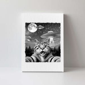 Funny Scared Cat Selfie With Ufos Gift Idea Canvas