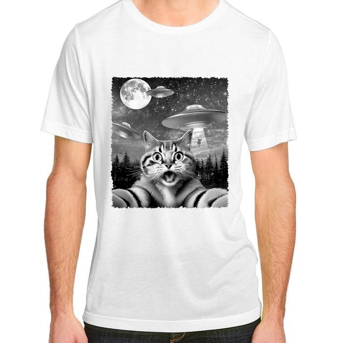 Funny Scared Cat Selfie With Ufos Gift Idea Adult ChromaSoft Performance T-Shirt