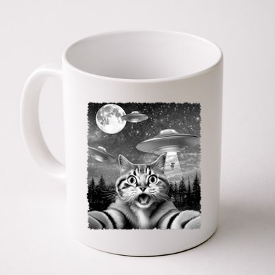 Funny Scared Cat Selfie With Ufos Gift Idea Coffee Mug