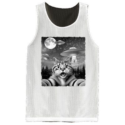 Funny Scared Cat Selfie With Ufos Gift Idea Mesh Reversible Basketball Jersey Tank