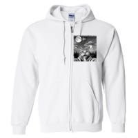 Funny Scared Cat Selfie With Ufos Gift Idea Full Zip Hoodie