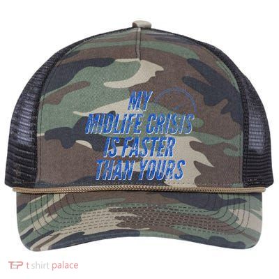 Funny Sports Car Midlife Crisis Gift Retro Rope Trucker Hat Cap