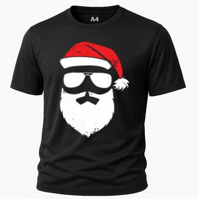 Funny Santa Claus Face Sunglasses With Hat Beard Christmas Performance Shirt