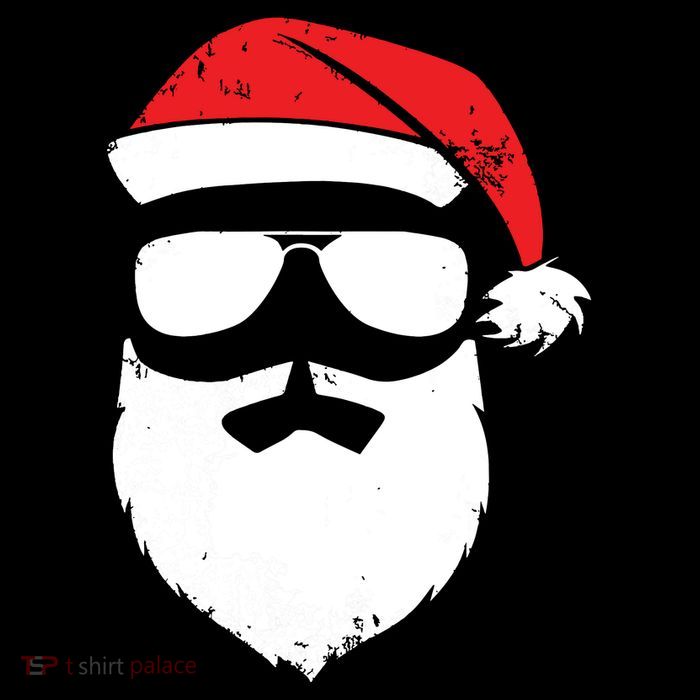 Funny Santa Claus Face Sunglasses With Hat Beard Christmas Tall T-Shirt