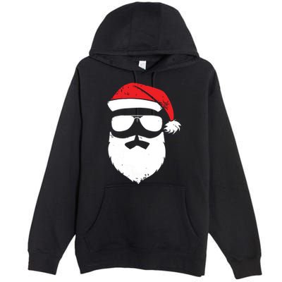 Funny Santa Claus Face Sunglasses With Hat Beard Christmas Premium Pullover Hoodie