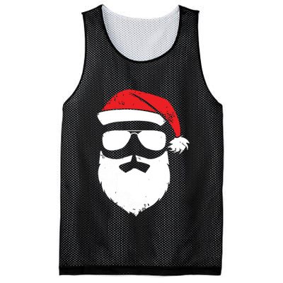 Funny Santa Claus Face Sunglasses With Hat Beard Christmas Mesh Reversible Basketball Jersey Tank