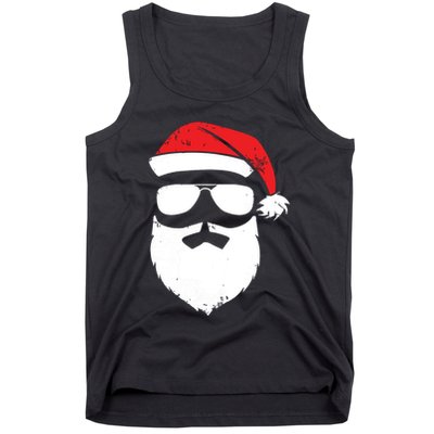 Funny Santa Claus Face Sunglasses With Hat Beard Christmas Tank Top