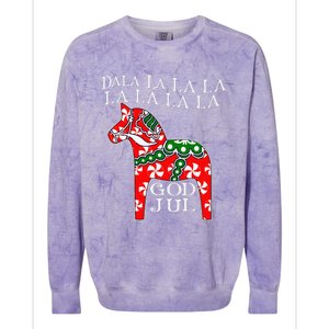 Funny Swedish Christmas God Jul Dala Horse Dalahost Colorblast Crewneck Sweatshirt