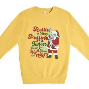 Funny Santa Claus Smoking Weed Marijuana 420 Christmas Premium Crewneck Sweatshirt