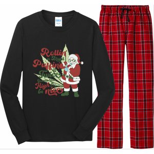 Funny Santa Claus Smoking Weed Marijuana 420 Christmas Long Sleeve Pajama Set