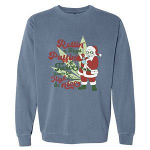 Funny Santa Claus Smoking Weed Marijuana 420 Christmas Garment-Dyed Sweatshirt