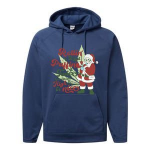 Funny Santa Claus Smoking Weed Marijuana 420 Christmas Performance Fleece Hoodie