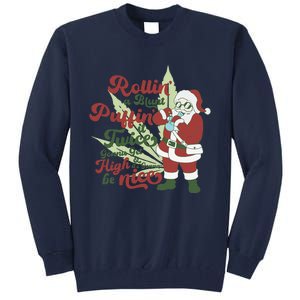 Funny Santa Claus Smoking Weed Marijuana 420 Christmas Tall Sweatshirt