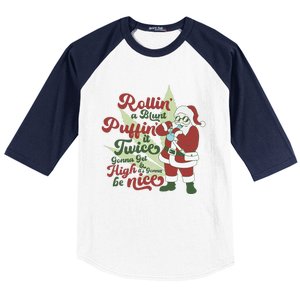 Funny Santa Claus Smoking Weed Marijuana 420 Christmas Baseball Sleeve Shirt