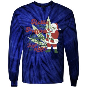 Funny Santa Claus Smoking Weed Marijuana 420 Christmas Tie-Dye Long Sleeve Shirt