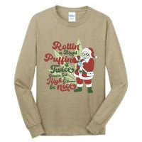 Funny Santa Claus Smoking Weed Marijuana 420 Christmas Tall Long Sleeve T-Shirt