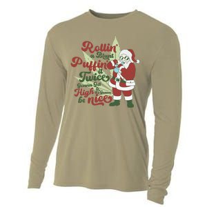 Funny Santa Claus Smoking Weed Marijuana 420 Christmas Cooling Performance Long Sleeve Crew