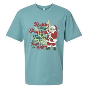 Funny Santa Claus Smoking Weed Marijuana 420 Christmas Sueded Cloud Jersey T-Shirt