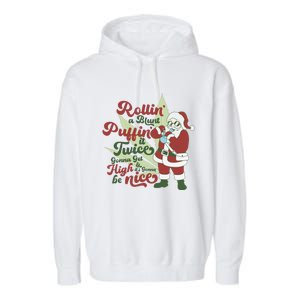 Funny Santa Claus Smoking Weed Marijuana 420 Christmas Garment-Dyed Fleece Hoodie