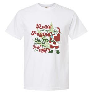 Funny Santa Claus Smoking Weed Marijuana 420 Christmas Garment-Dyed Heavyweight T-Shirt