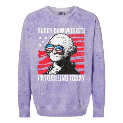 Funny Sorry Communists IM Grilling Today 2024 Colorblast Crewneck Sweatshirt