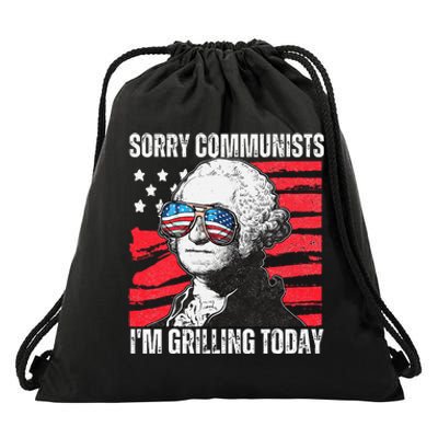 Funny Sorry Communists IM Grilling Today 2024 Drawstring Bag