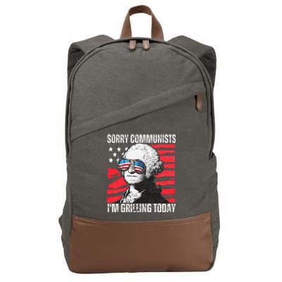 Funny Sorry Communists IM Grilling Today 2024 Cotton Canvas Backpack