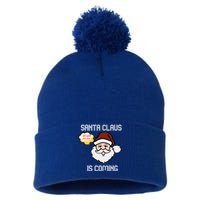 Funny Santa Claus Is Coming Ugly Christmas Gift Pom Pom 12in Knit Beanie