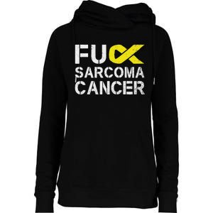 Fuck Sarcoma Cancer Awareness Yellow Ribbon Warrior Fighter Womens Funnel Neck Pullover Hood