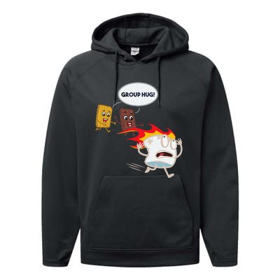 Funnys Smores Camping Roasting Outdoor Women Performance Fleece Hoodie