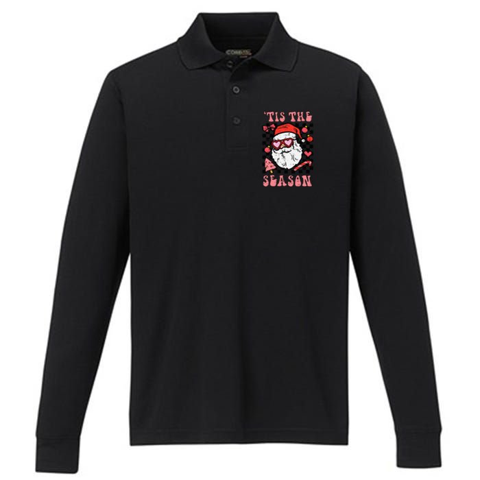 Festive Santa Claus Holiday Season Festivities Performance Long Sleeve Polo