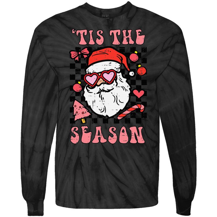 Festive Santa Claus Holiday Season Festivities Tie-Dye Long Sleeve Shirt