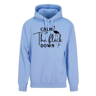 Flamingo Sayings , Calm The Flock Down Unisex Surf Hoodie