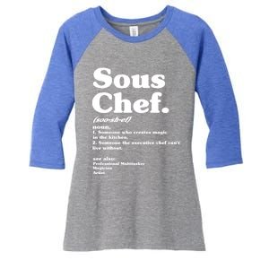 Funny Sous Chef Definition Gift Women's Tri-Blend 3/4-Sleeve Raglan Shirt