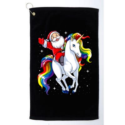 Funny Santa Claus Riding A Unicorn Cute Christmas Lover Gift Platinum Collection Golf Towel