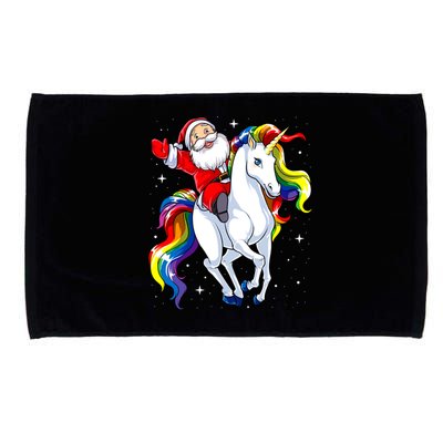 Funny Santa Claus Riding A Unicorn Cute Christmas Lover Gift Microfiber Hand Towel