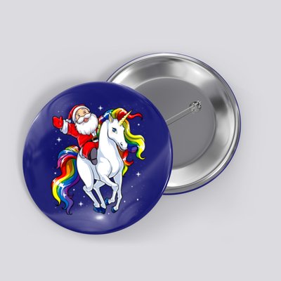 Funny Santa Claus Riding A Unicorn Cute Christmas Lover Gift Button