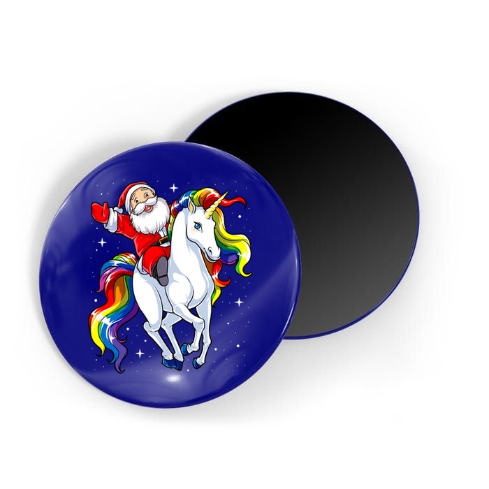 Funny Santa Claus Riding A Unicorn Cute Christmas Lover Gift Magnet