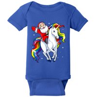 Funny Santa Claus Riding A Unicorn Cute Christmas Lover Gift Baby Bodysuit