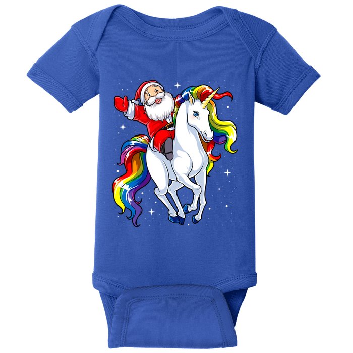 Funny Santa Claus Riding A Unicorn Cute Christmas Lover Gift Baby Bodysuit