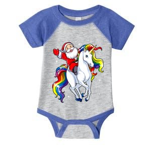 Funny Santa Claus Riding A Unicorn Cute Christmas Lover Gift Infant Baby Jersey Bodysuit