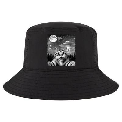 Funny Scared Cat Selfie with UFOs Gift Idea Cool Comfort Performance Bucket Hat