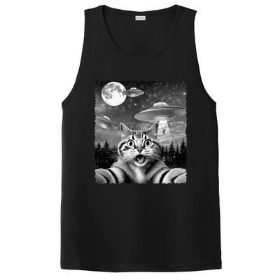 Funny Scared Cat Selfie with UFOs Gift Idea PosiCharge Competitor Tank