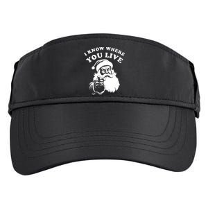 Funny Santa Christmas I Know Where You Live Adult Drive Performance Visor