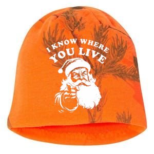 Funny Santa Christmas I Know Where You Live Kati - Camo Knit Beanie