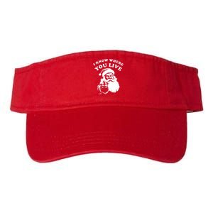 Funny Santa Christmas I Know Where You Live Valucap Bio-Washed Visor