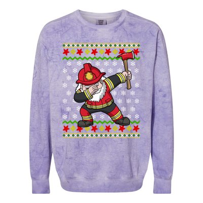 Firefighter Santa Claus Fire Ugly Christmas Fire Warden Gift Colorblast Crewneck Sweatshirt