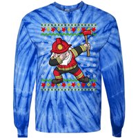 Firefighter Santa Claus Fire Ugly Christmas Fire Warden Gift Tie-Dye Long Sleeve Shirt