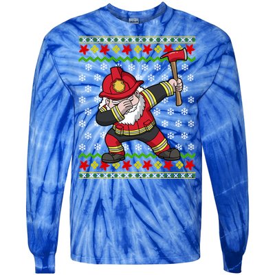 Firefighter Santa Claus Fire Ugly Christmas Fire Warden Gift Tie-Dye Long Sleeve Shirt